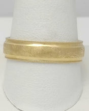 Load image into Gallery viewer, 14k YELLOW GOLD BRUSHED MILGRAIN WEDDING BAND CROWN 6MM
