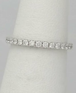 750 18k WHITE GOLD 3/4ct ROUND DIAMOND ETERNITY WEDDING BAND RING 6.5