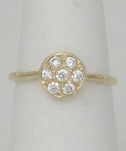 18K YELLOW GOLD DAINTY 7 ROUND 1/4ct CUBIC ZIRCONIA RING