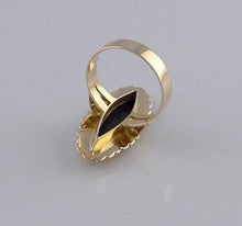 Load image into Gallery viewer, 18K YELLOW GOLD 25x7mm SHINY BLACK STONE SOLITAIRE RING

