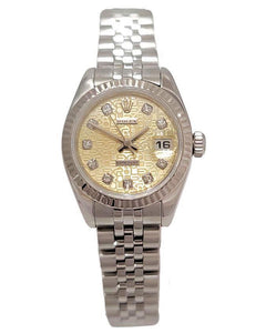26mm Rolex Datejust Stainless Steel 18k Gold Fluted Diamond Jubilee Watch 17914