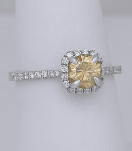 14k White Gold S Kashi 1.00ct Round Diamond Halo Engagement Ring