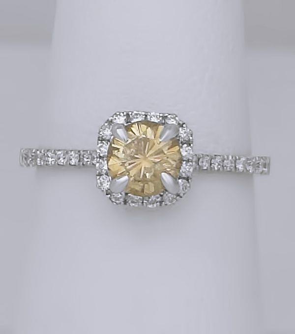 14k White Gold S Kashi 1.00ct Round Diamond Halo Engagement Ring