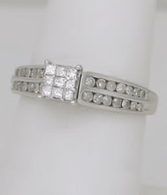 Load image into Gallery viewer, 10k WHITE GOLD 1/2ct PRINCESS CUT DIAMOND INVISIBLE SET ENGAGEMENT PROMISE RING
