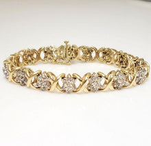 Load image into Gallery viewer, 5.00ct Diamond Star Flower Tennis Bracelet in 14k Yellow Gold
