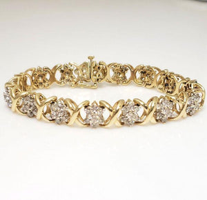 5.00ct Diamond Star Flower Tennis Bracelet in 14k Yellow Gold