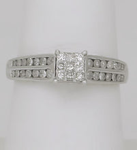 Load image into Gallery viewer, 10k WHITE GOLD 1/2ct PRINCESS CUT DIAMOND INVISIBLE SET ENGAGEMENT PROMISE RING
