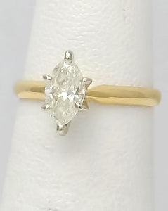 14k Yellow Gold .75ctw Marquise Diamond Six Prong Solitaire Engagement Ring